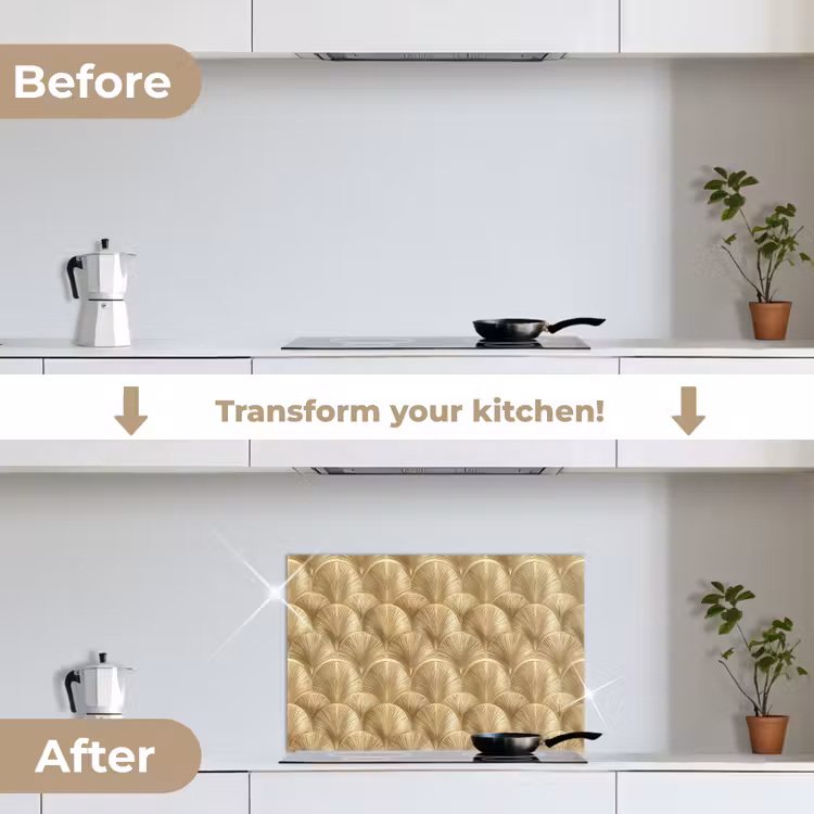 Kitchen splashback for hob - Pattern - Fan - Gold — 7