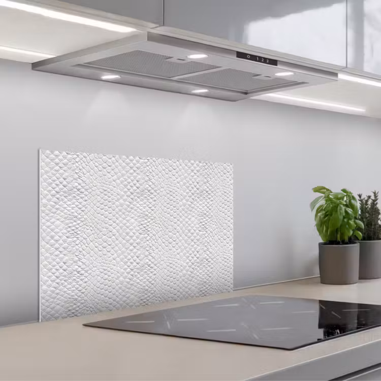 Kitchen splashback for hob - Snake - Pattern - White — 1