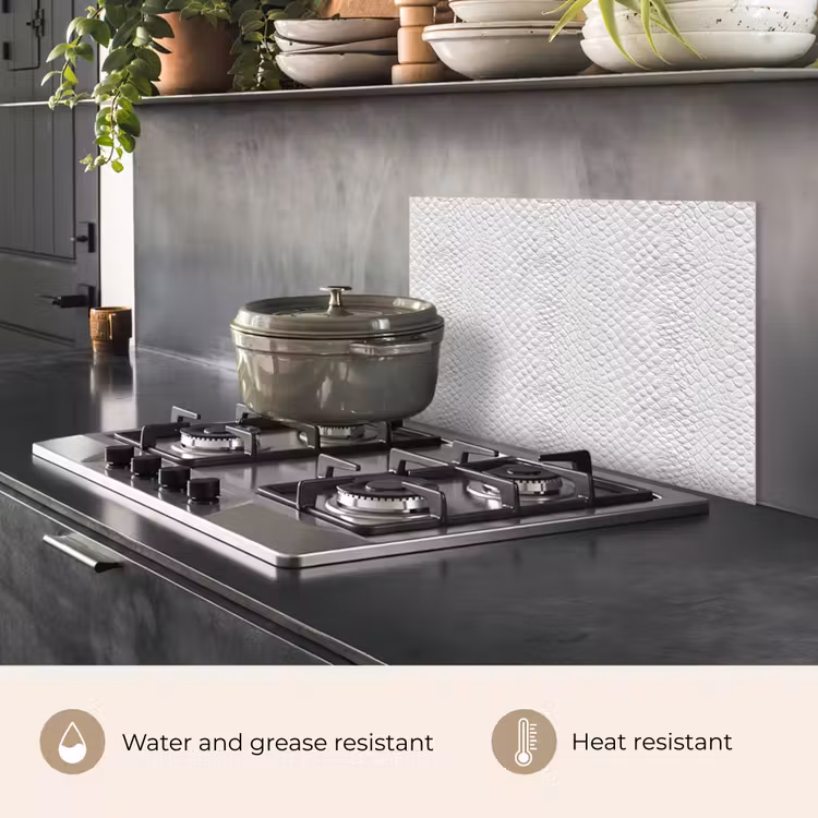 Kitchen splashback for hob - Snake - Pattern - White — 2