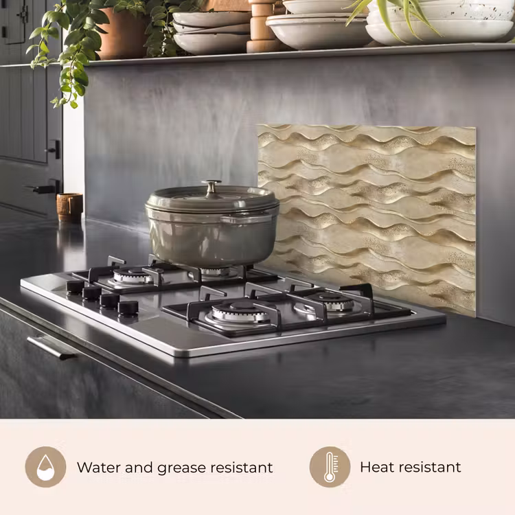 Kitchen splashback for hob - Waves - Pattern - Gold — 2