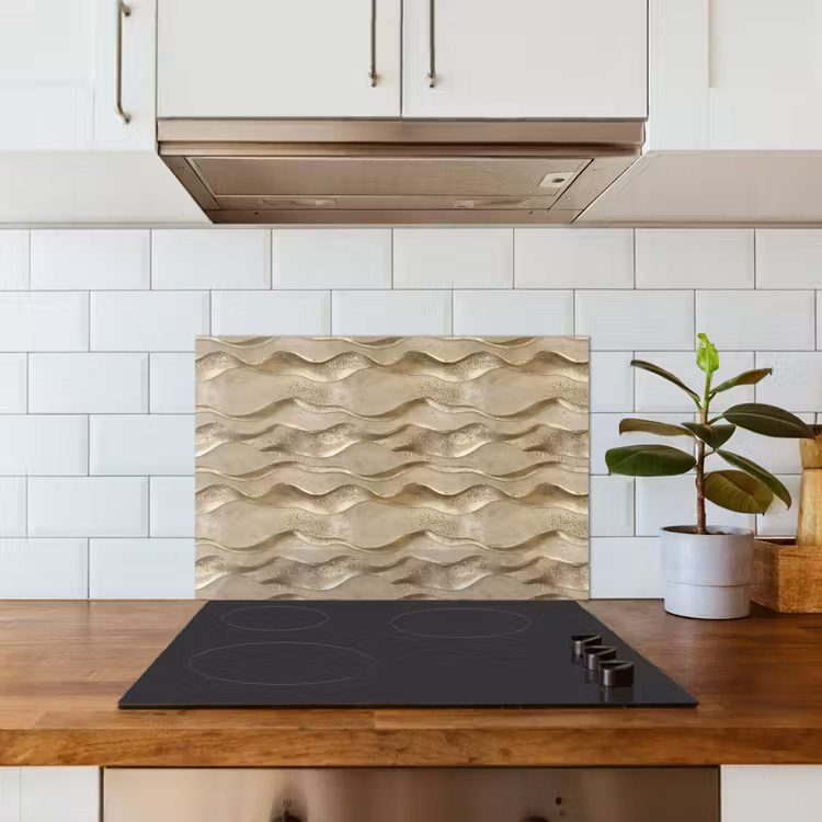 Kitchen splashback for hob - Waves - Pattern - Gold — 3
