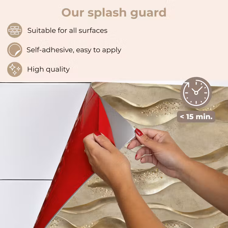 Kitchen splashback for hob - Waves - Pattern - Gold — 4
