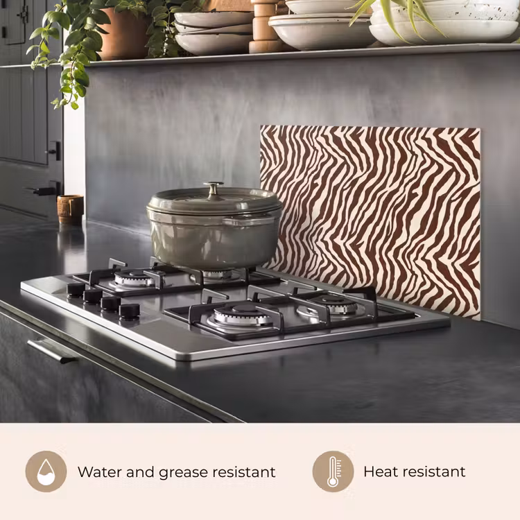 Kitchen splashback for hob - Zebra - Pattern - Black - White — 2