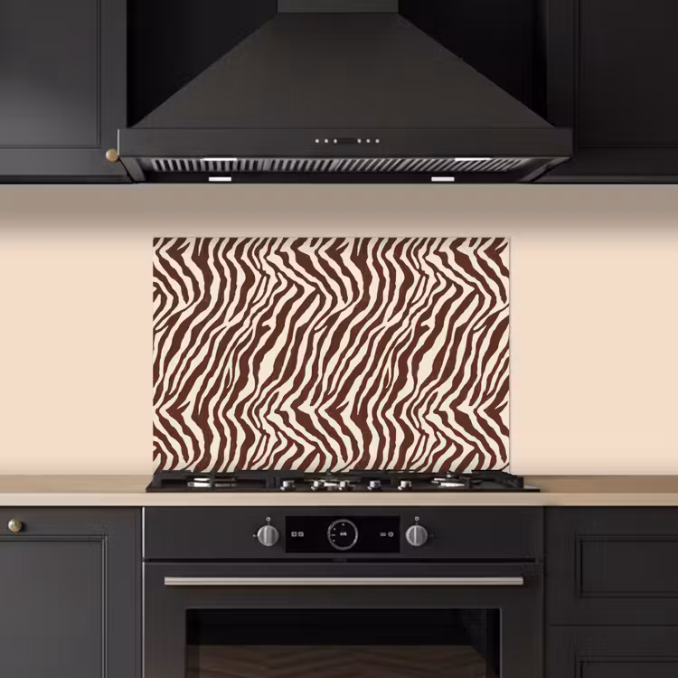 Kitchen splashback for hob - Zebra - Pattern - Black - White — 5