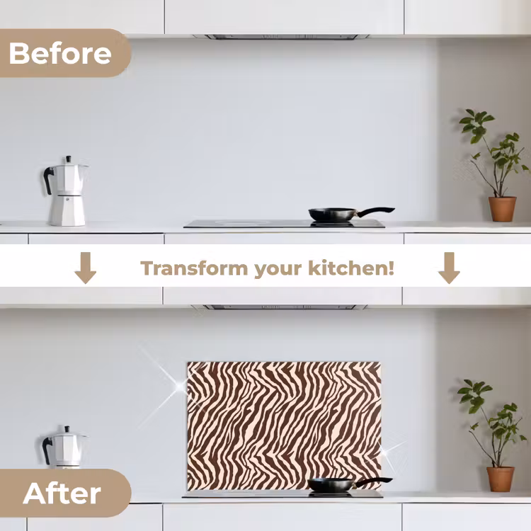 Kitchen splashback for hob - Zebra - Pattern - Black - White — 7