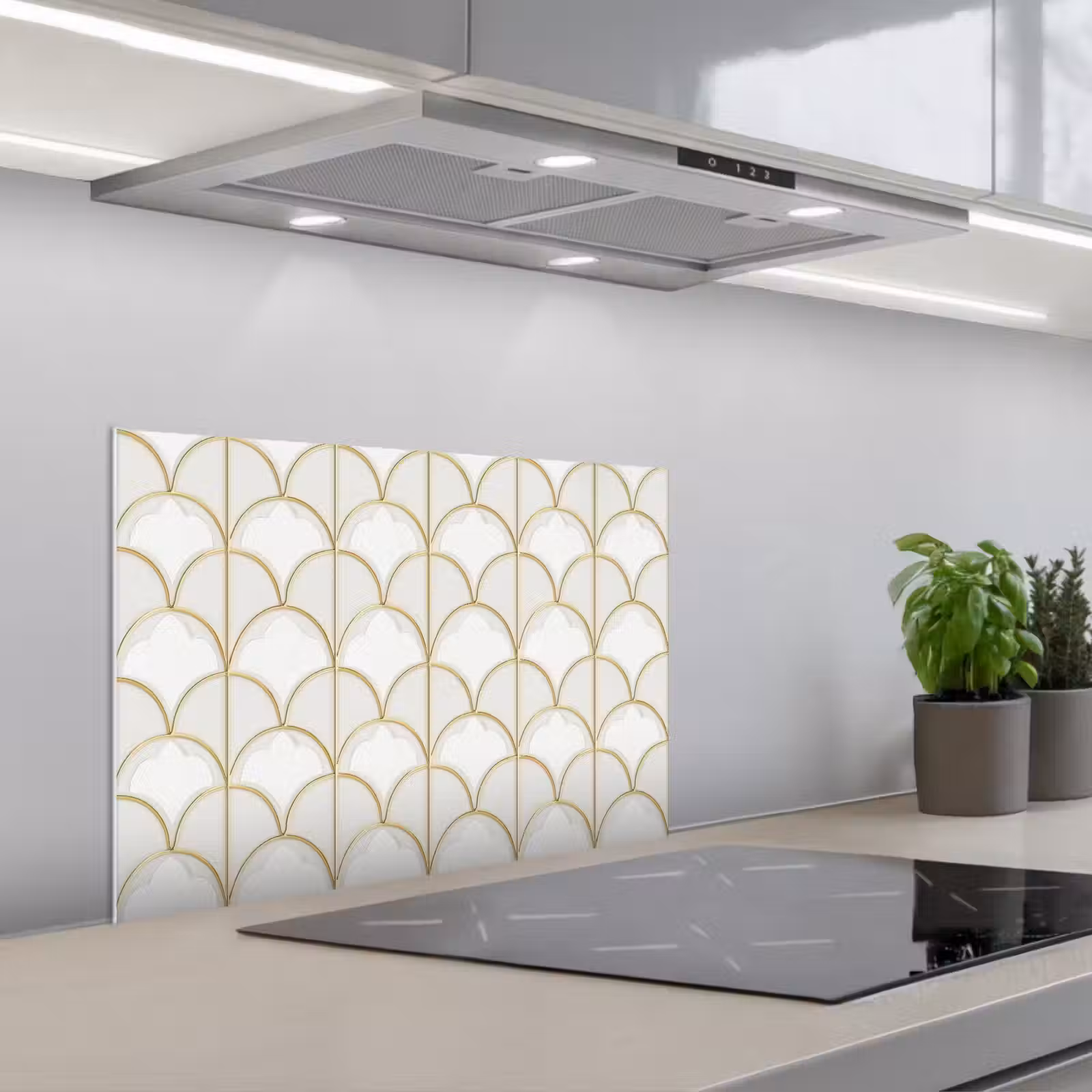 Kitchen splashback for hob - Mosaic - Arches - Gold — 1