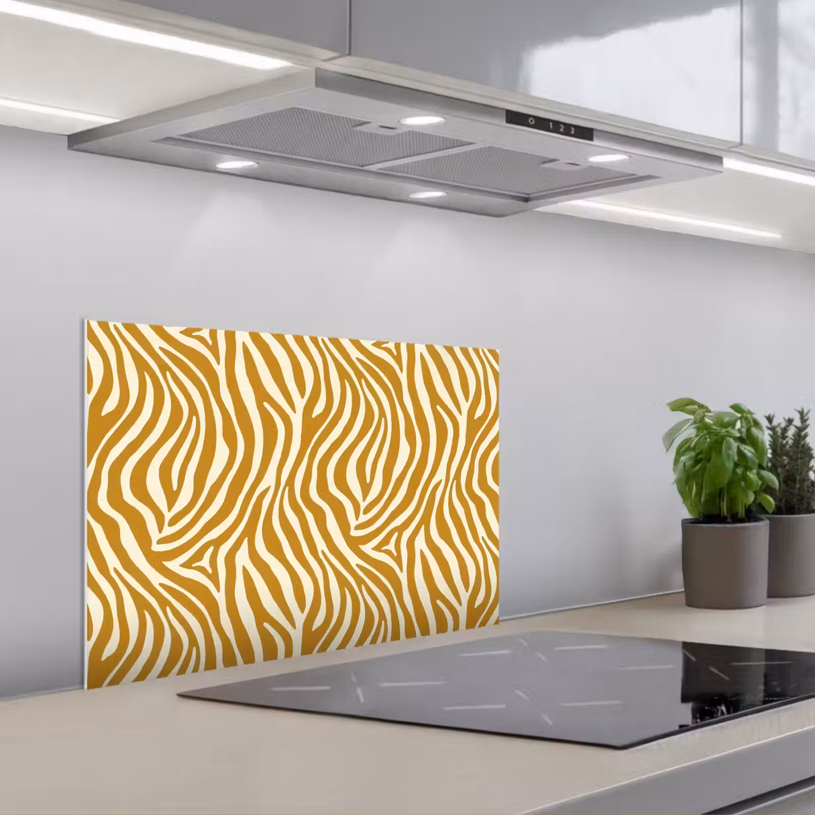 Kitchen splashback for hob - Zebra - Classic - Ochre - Yellow — 1