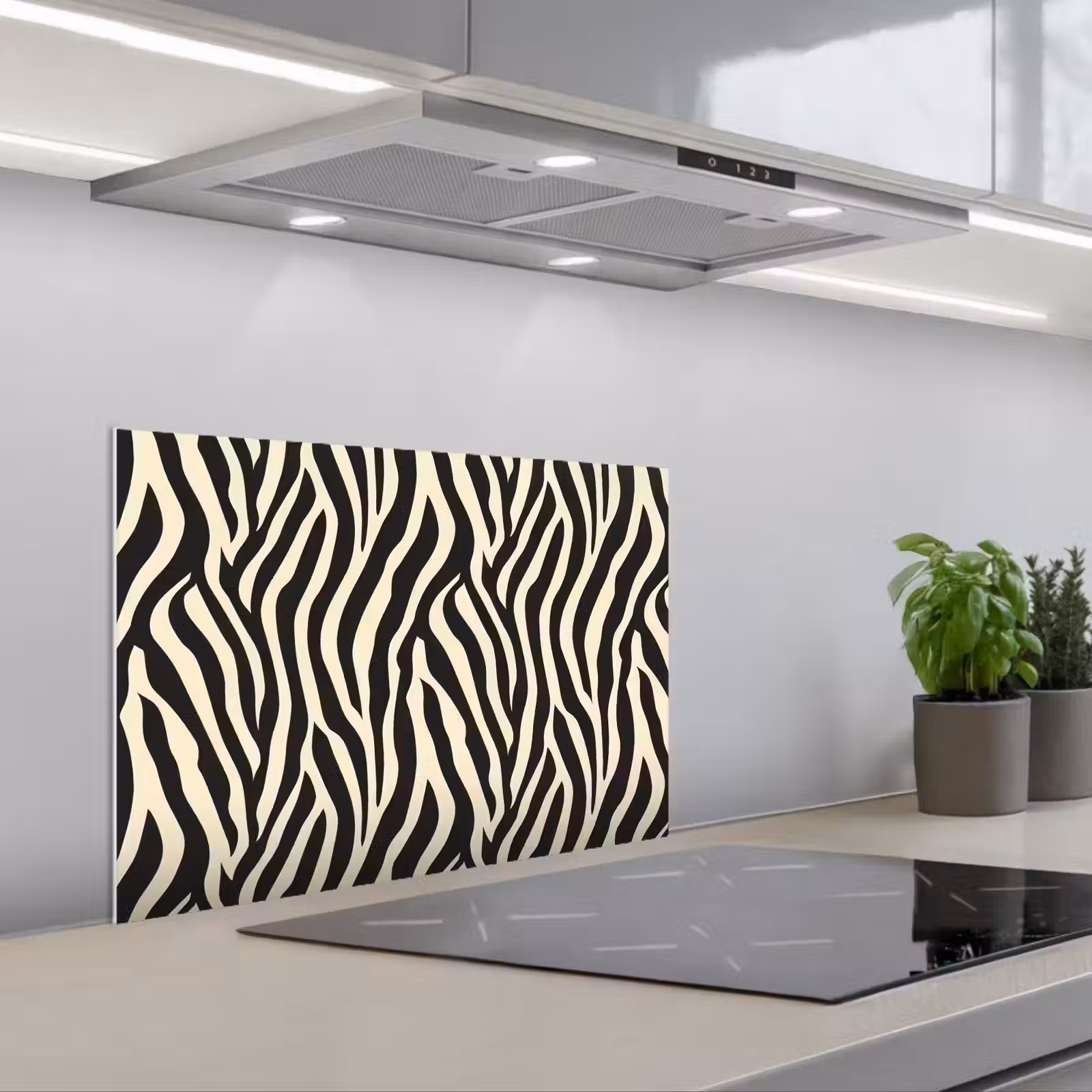 Kitchen splashback for hob - Zebra - Print - Classic - Black — 1