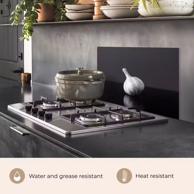 Kitchen splashback for hob - Garlic - Black - White — 2