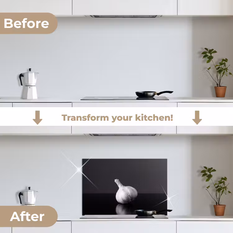 Kitchen splashback for hob - Garlic - Black - White — 7