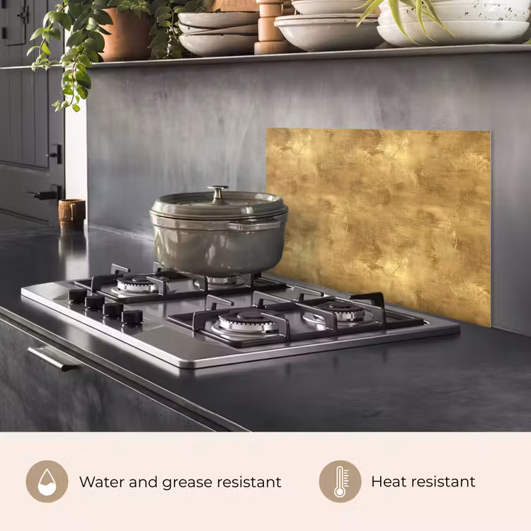 Kitchen splashback for hob - Industrial - Texture - Gold — 2