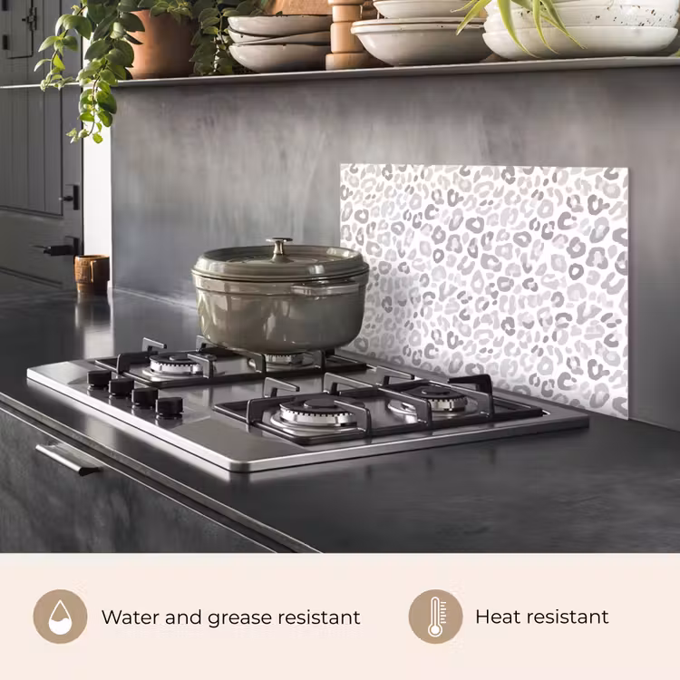 Kitchen splashback for hob - Leopard - Motif - Gray — 2