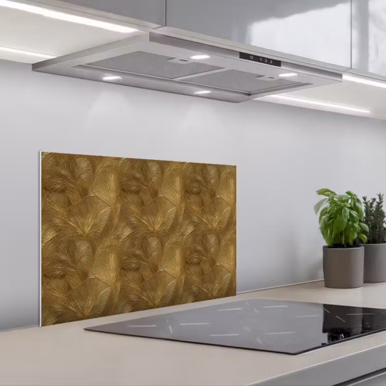 Kitchen splashback for hob - Organic - Lines - Gold — 1