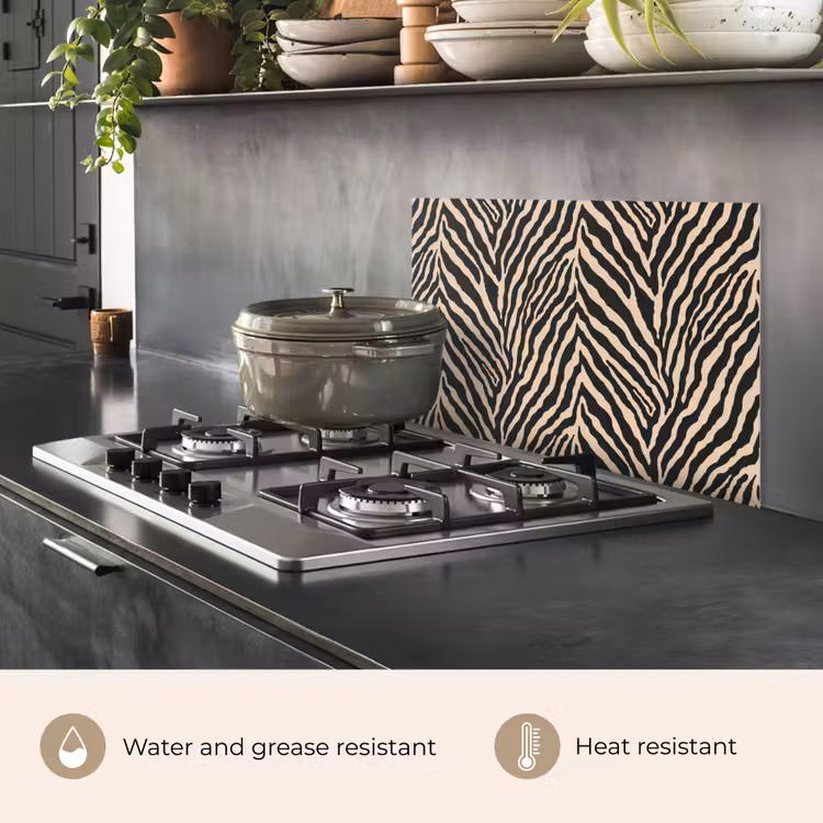 Kitchen splashback for hob - Zebra - Classic - Black — 2