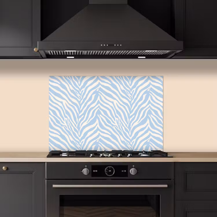 Kitchen splashback for hob - Zebra - Motif - Blue - White — 5