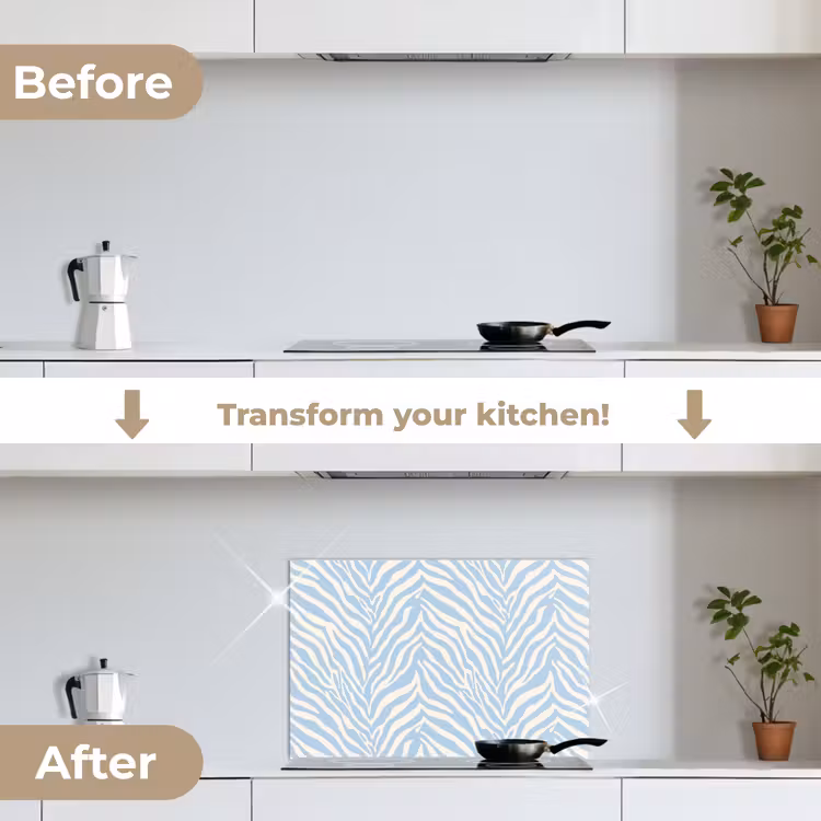Kitchen splashback for hob - Zebra - Motif - Blue - White — 7