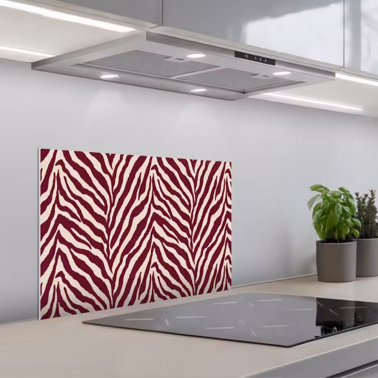Kitchen splashback for hob - Zebra - Motif - Bordeaux - Red — 1