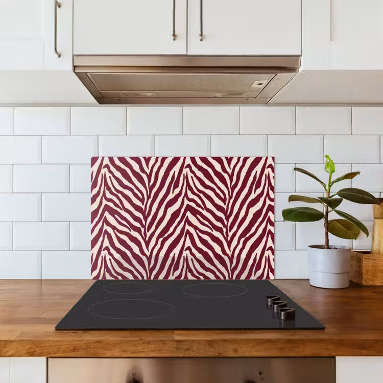 Kitchen splashback for hob - Zebra - Motif - Bordeaux - Red — 3