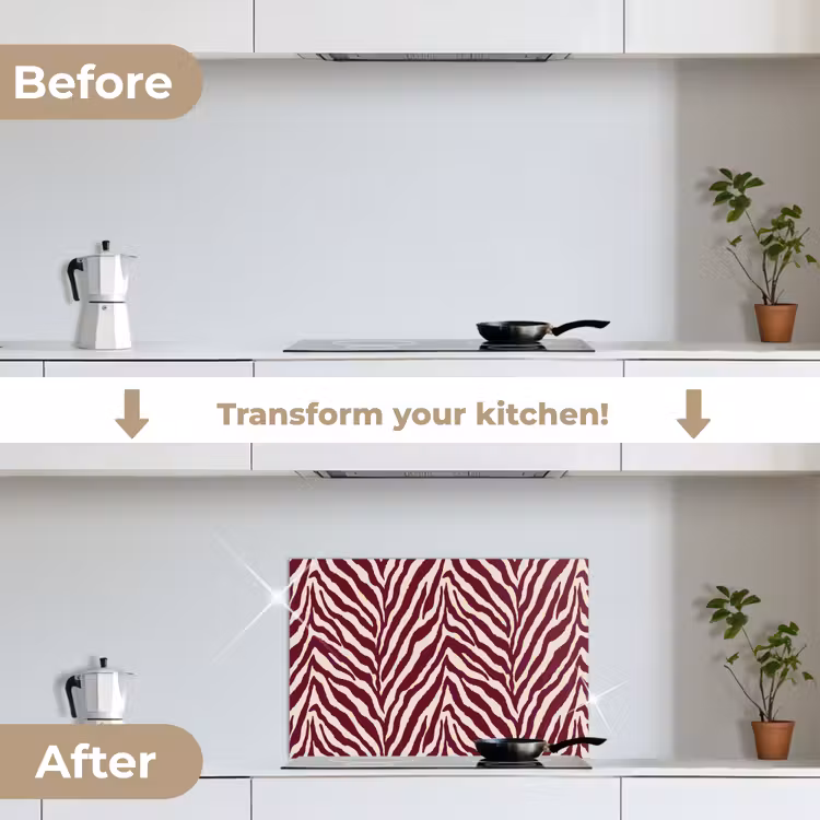 Kitchen splashback for hob - Zebra - Motif - Bordeaux - Red — 7