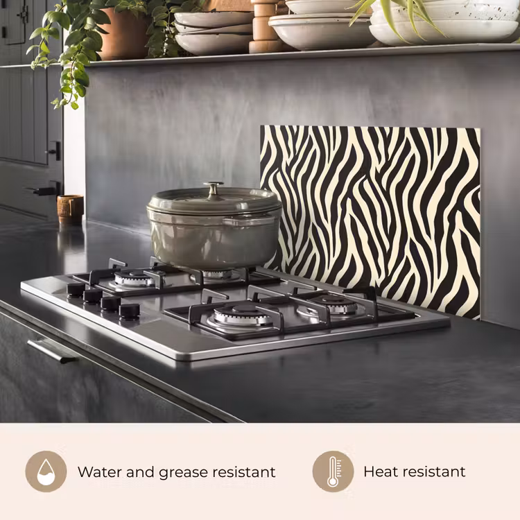 Kitchen splashback for hob - Zebra - Print - Classic - Black — 2