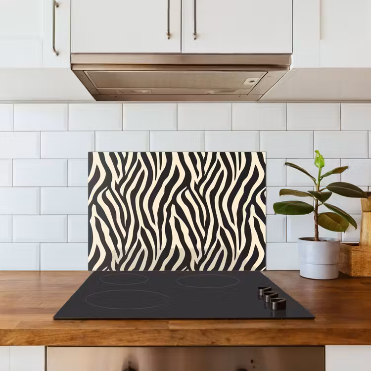 Kitchen splashback for hob - Zebra - Print - Classic - Black — 3