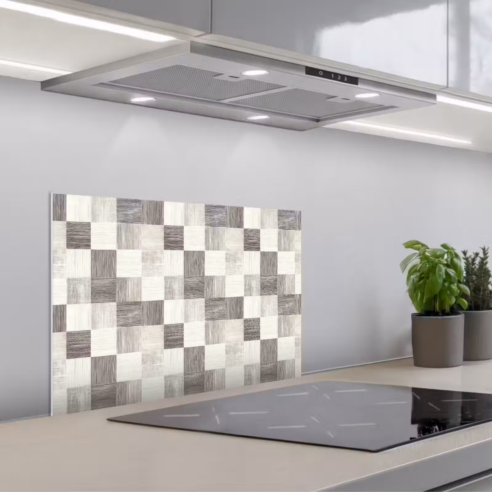 Kitchen splashback for hob - Pattern - Checkerboard - Woodgrain — 1