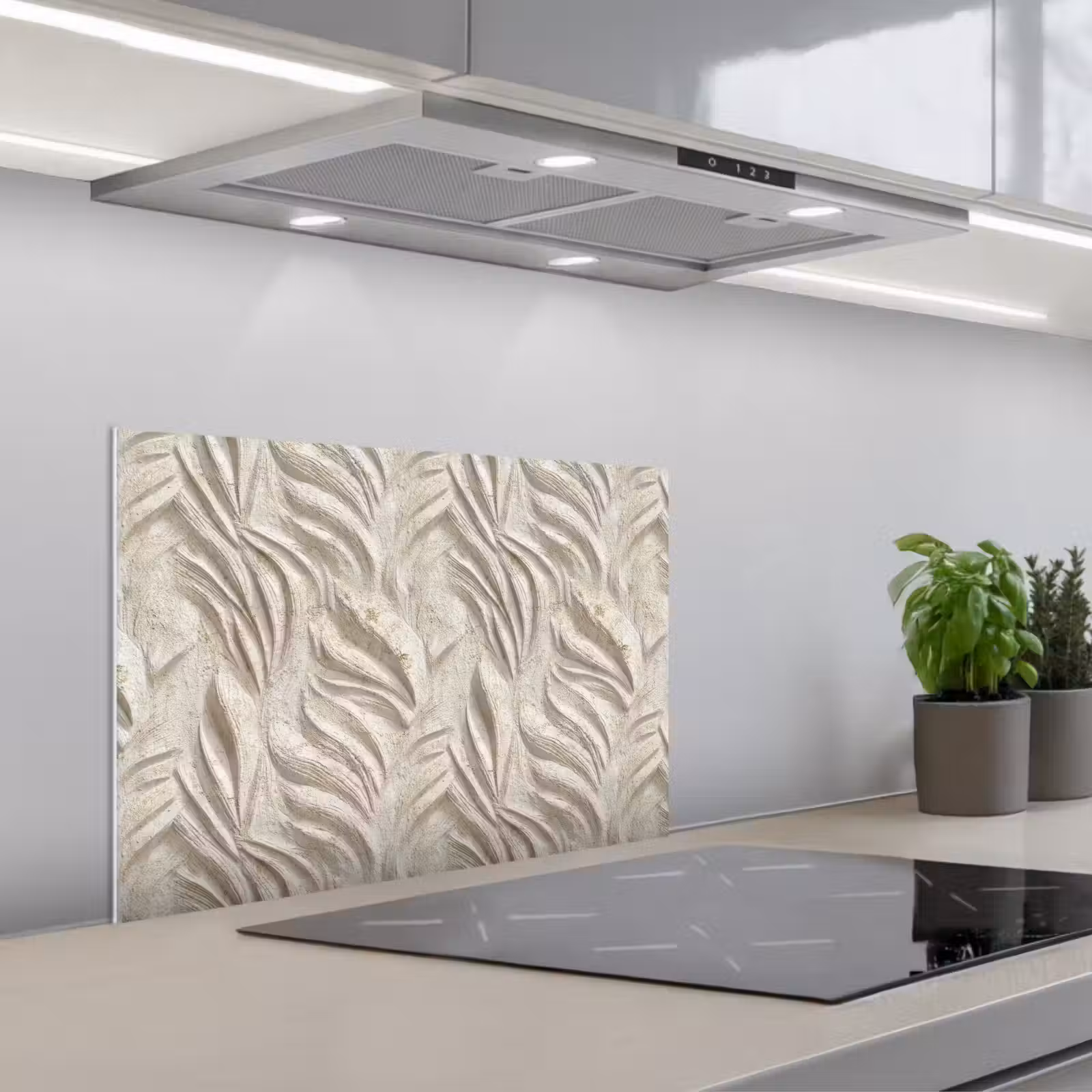 Kitchen splashback for hob - Texture - Relief - Beige — 1