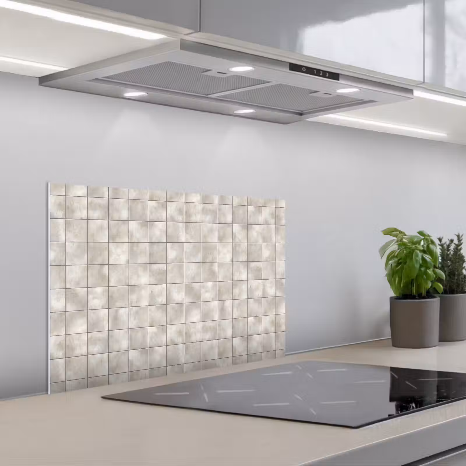 Kitchen splashback for hob - Tiles - Natural - Gray — 1