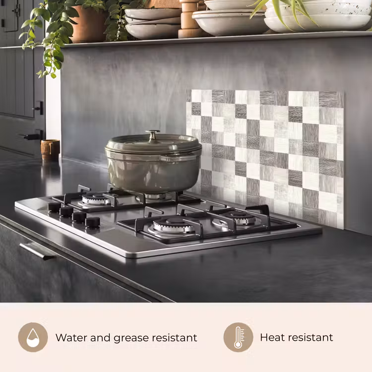 Kitchen splashback for hob - Pattern - Checkerboard - Woodgrain — 2
