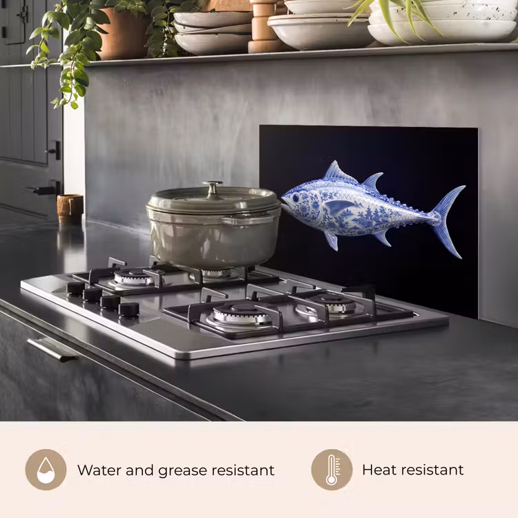 Kitchen splashback for hob - Porcelain - Tuna - Delft - Blue — 2