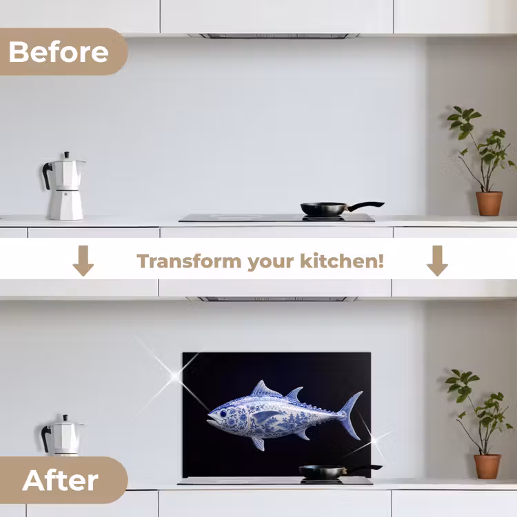 Kitchen splashback for hob - Porcelain - Tuna - Delft - Blue — 7