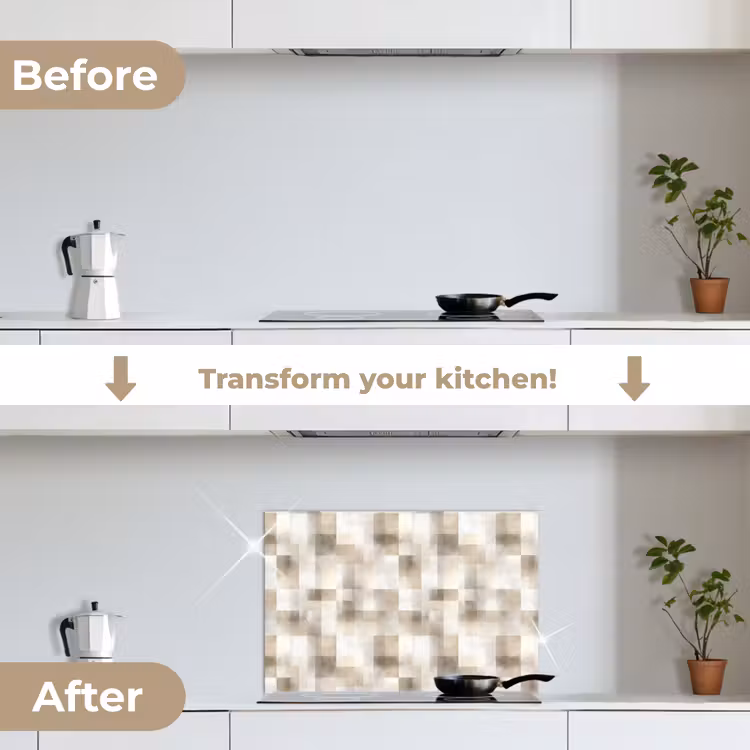 Kitchen splashback for hob - Texture - Linen - Beige — 7