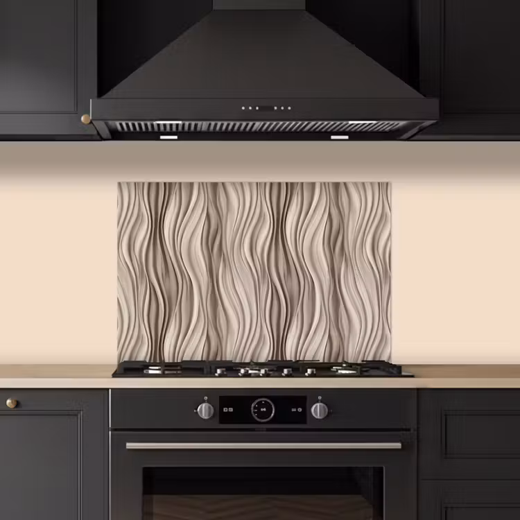 Kitchen splashback for hob - Waves - 3D - Cream — 5