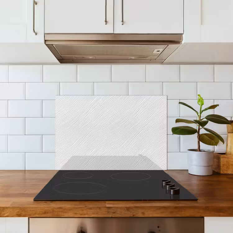 Kitchen splashback for hob - Waves - Ribbing - White — 3
