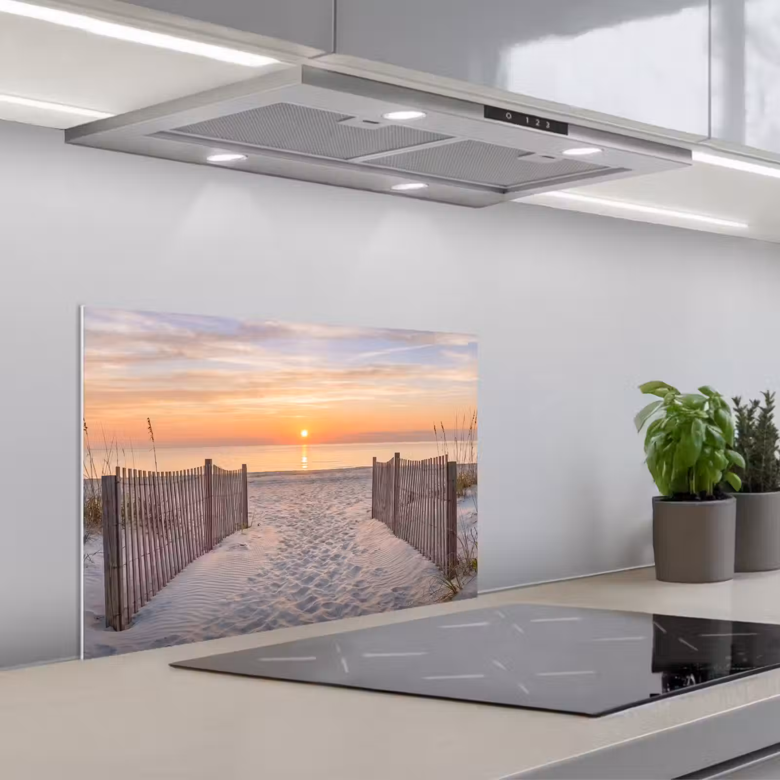 Kitchen splashback for hob - Sunset - Beach - Sand — 1