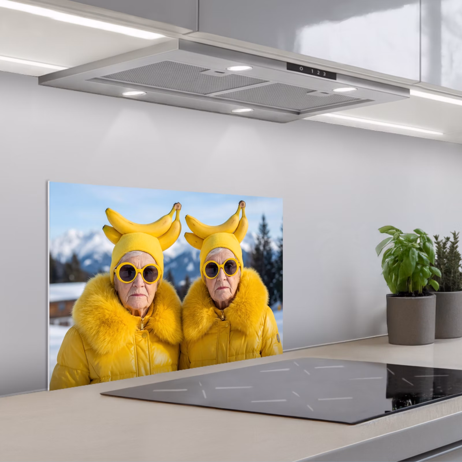 Kitchen splashback for hob - Women - Bananas - Yellow — 1