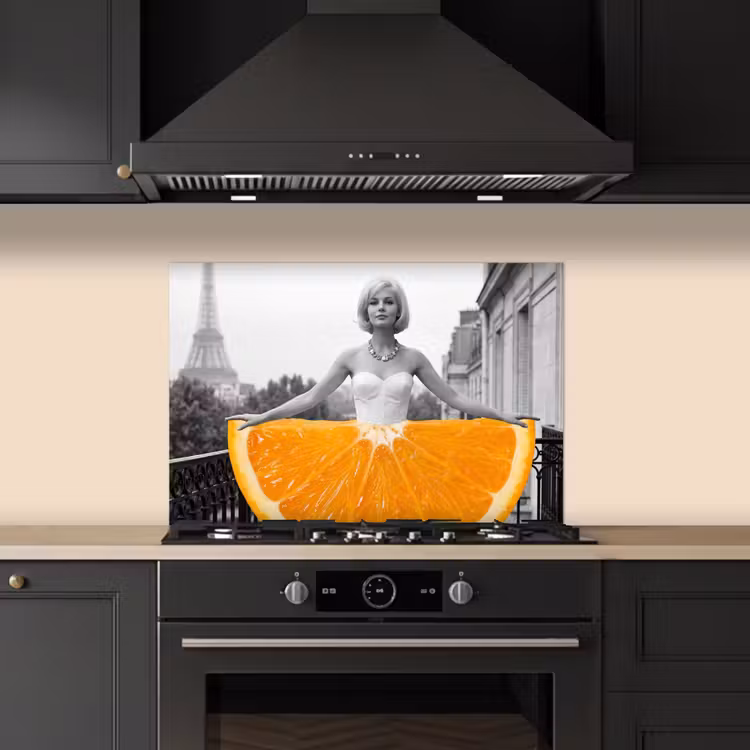 Kitchen splashback for hob - Orange - Eiffel Tower - Woman — 5