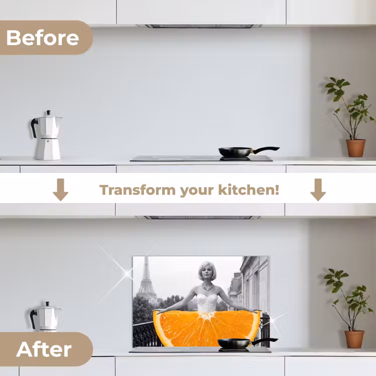 Kitchen splashback for hob - Orange - Eiffel Tower - Woman — 7
