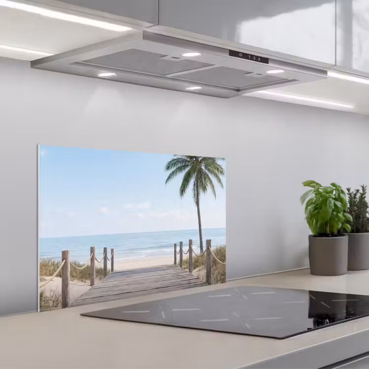 Kitchen splashback for hob - Palm trees - Path - Horizon — 1