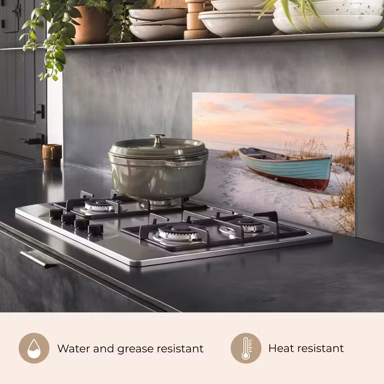 Kitchen splashback for hob - Rustic - Rowing boat - Sandy beach — 2