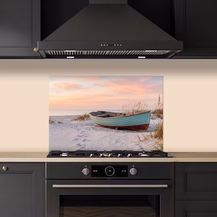 Kitchen splashback for hob - Rustic - Rowing boat - Sandy beach — 5