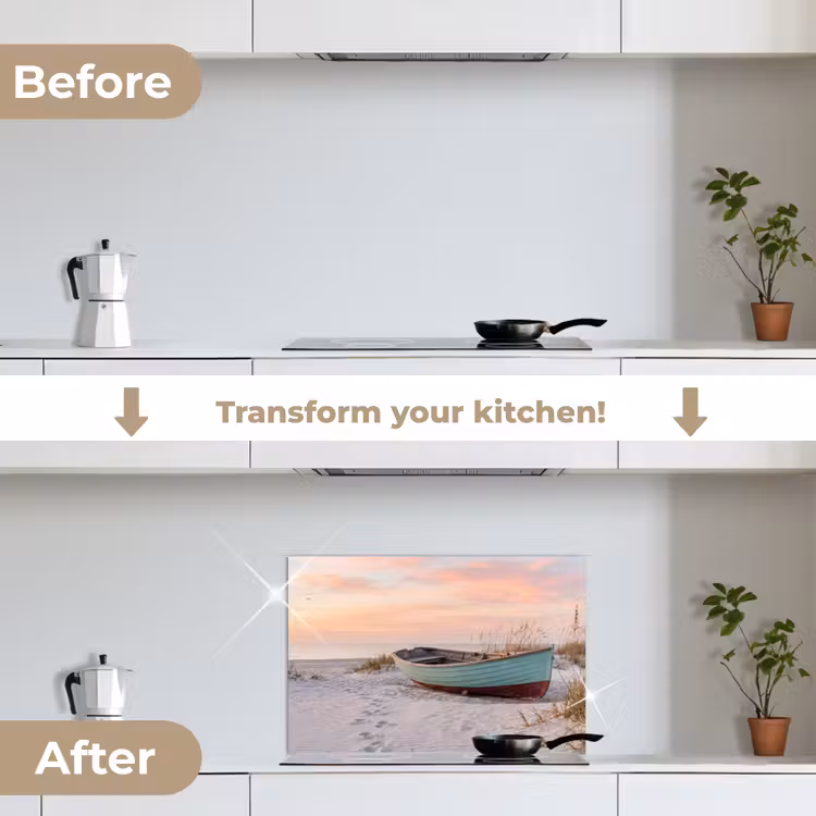 Kitchen splashback for hob - Rustic - Rowing boat - Sandy beach — 7