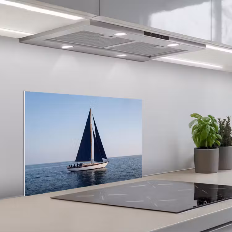 Kitchen splashback for hob - Sailboat - Sea - Blue — 1