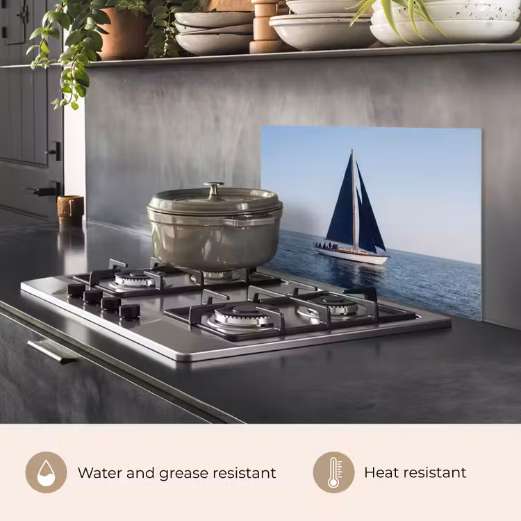 Kitchen splashback for hob - Sailboat - Sea - Blue — 2