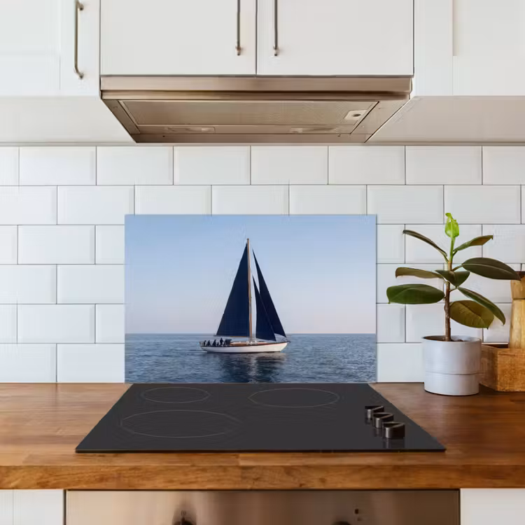 Kitchen splashback for hob - Sailboat - Sea - Blue — 3