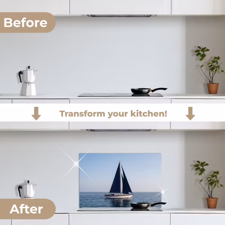 Kitchen splashback for hob - Sailboat - Sea - Blue — 7