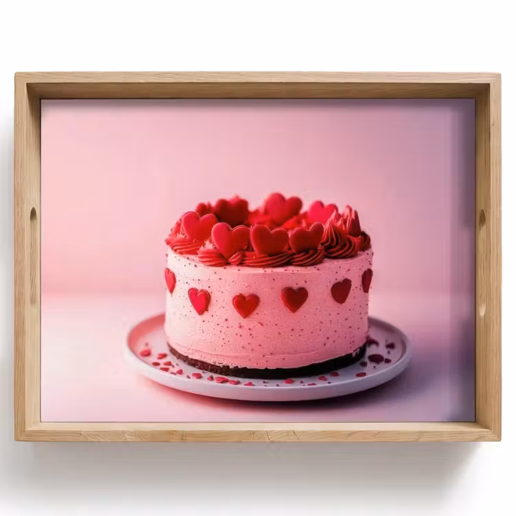 Tray - Cake - Heart - Pink — 1
