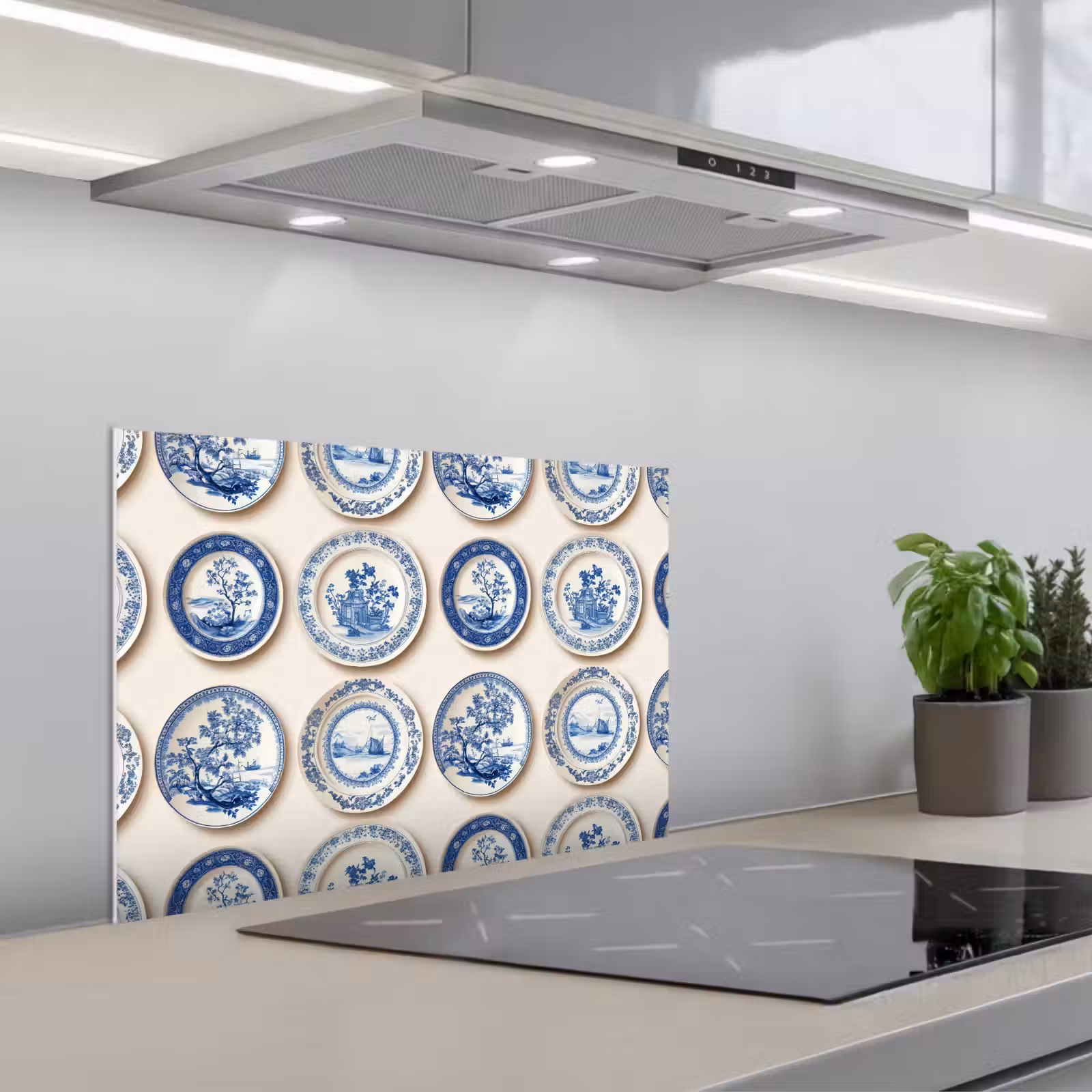 Kitchen splashback for hob - Signs - Trees - Plants - Blue — 1