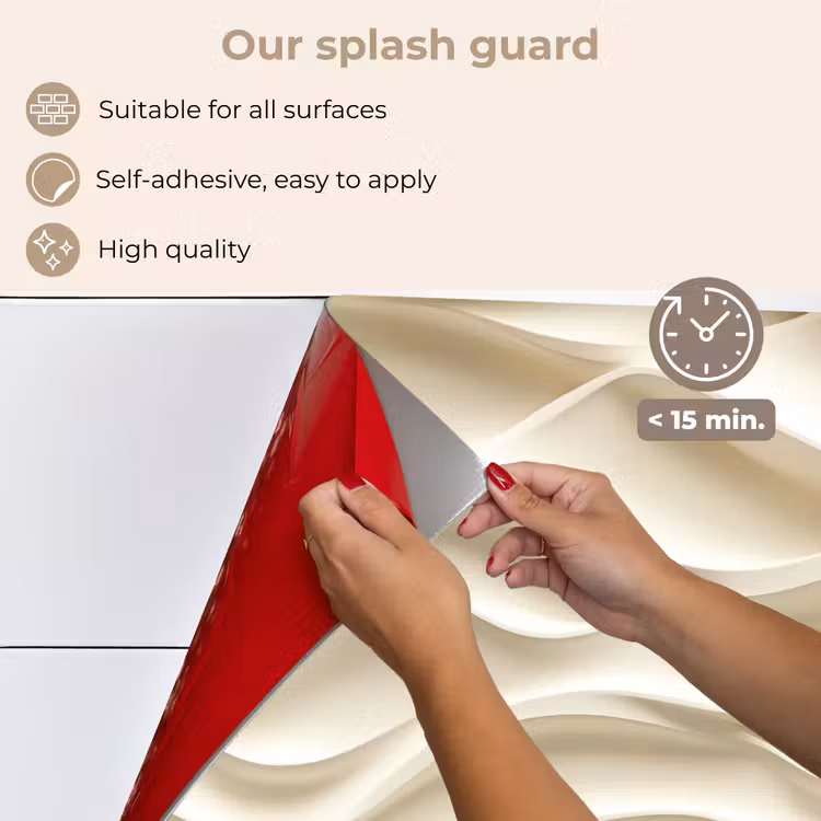 Kitchen splashback for hob - Lines - Wavy - Cream — 4