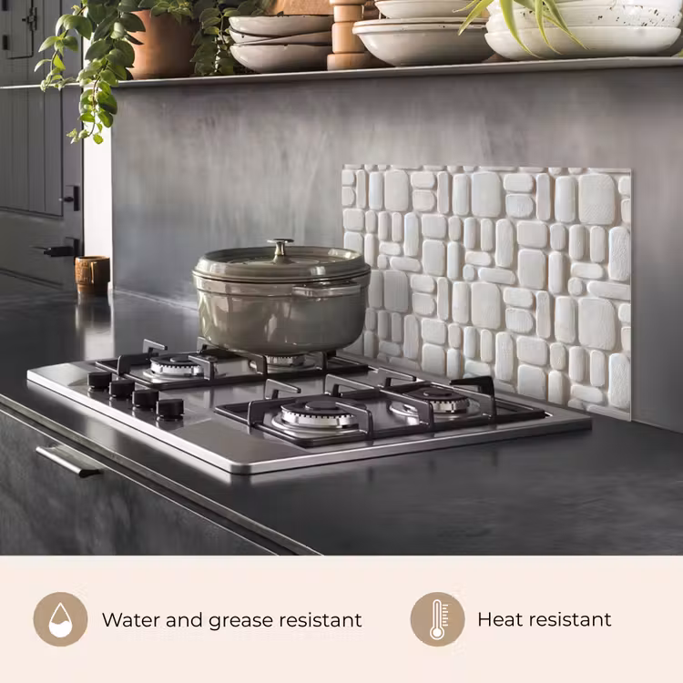 Kitchen splashback for hob - Relief - Texture - White — 2